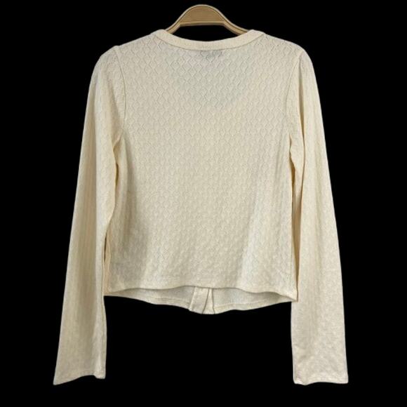 Self Esteem Cropped Cardigan Sweater Women Junior XL Cream Boxy Button Front NWT - Picture 2 of 10